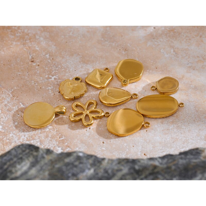 Flower Heart Pendant Manufacturer - JINYOU 0009 Stainless Steel DIY Making