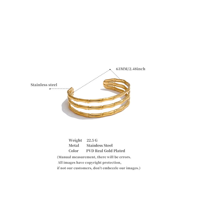 Hollow Design Bracelet Manufacturer - JINYOU 4500 Three Layers 18k Gold Plated