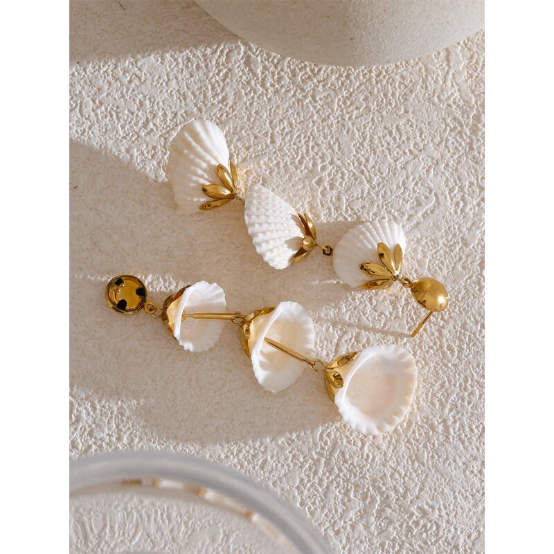 Natural Shell Drop Earrings Supplier - JINYOU 5166 New Arrivals Stainless Steel