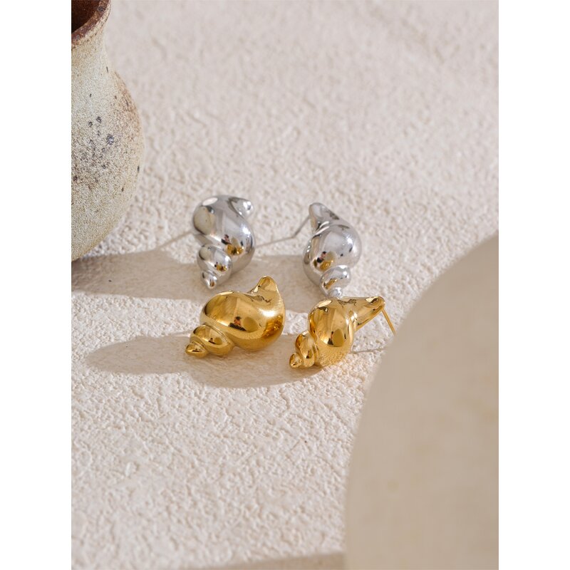 Conch Shape Stud Earrings Manufacturer - JINYOU 5129 New Arrival Waterproof PVD