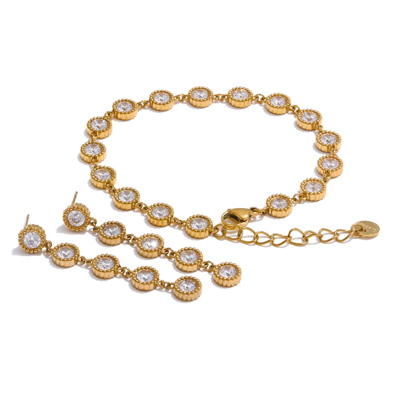 Zircon Jewelry Set Supplier - JINYOU 4941 New Arrival Chain Bracelet Earrings