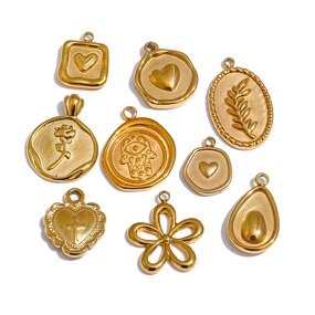 Flower Heart Pendant Manufacturer - JINYOU 0009 Stainless Steel DIY Making