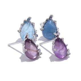 Sterling Silver Earrings Supplier - JINYOU 095 Exquisite Natural Stone Aquamarine