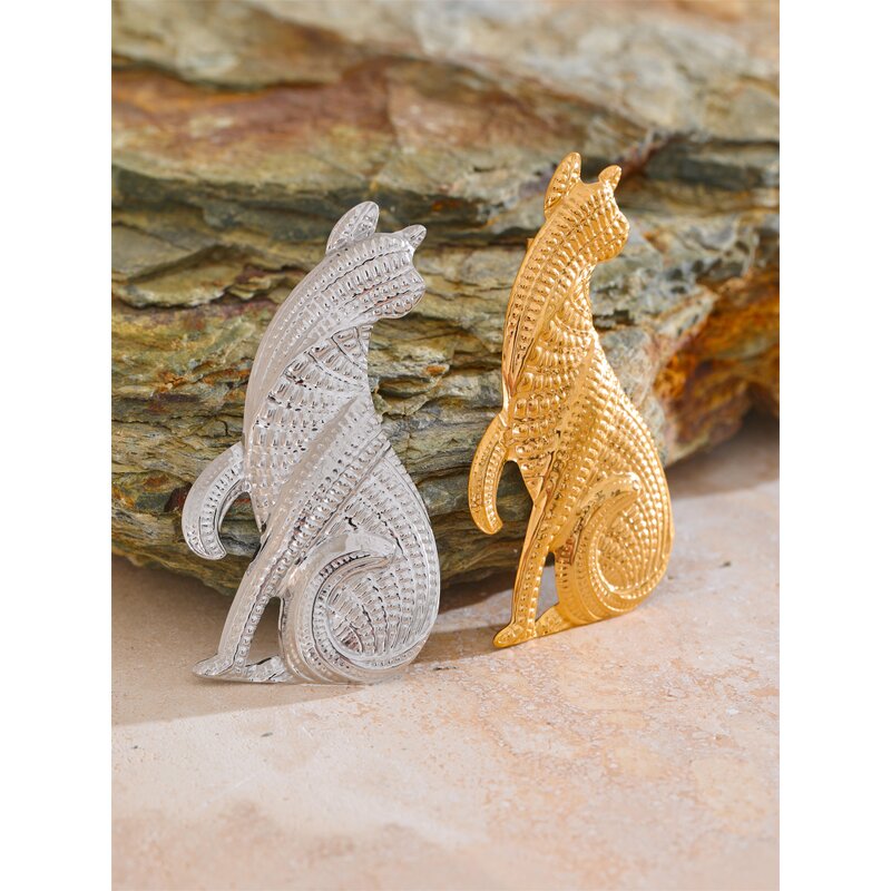 Leopard Shape Brooch Manufacturer - JINYOU 4533 New Design Metal PVD Stainless