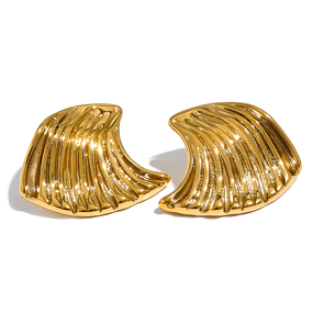 Sea Wave Stud Earrings Supplier - JINYOU 228 Stainless Steel 316l Geometric