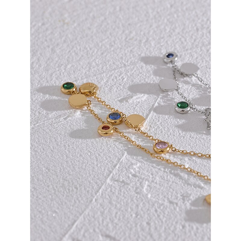 Shell Anklet Manufacturer - JINYOU 2152 Colorful Shiny Cubic Zirconia