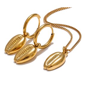 Metal Shell Hoop Set Supplier - JINYOU 875 Stainless Steel 18k Gold Color