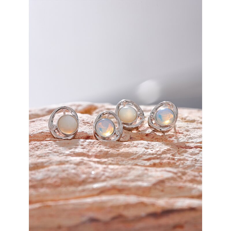 Natural Stone Stud Earrings Manufacturer - JINYOU 097 Fashion CZ Geometric S925