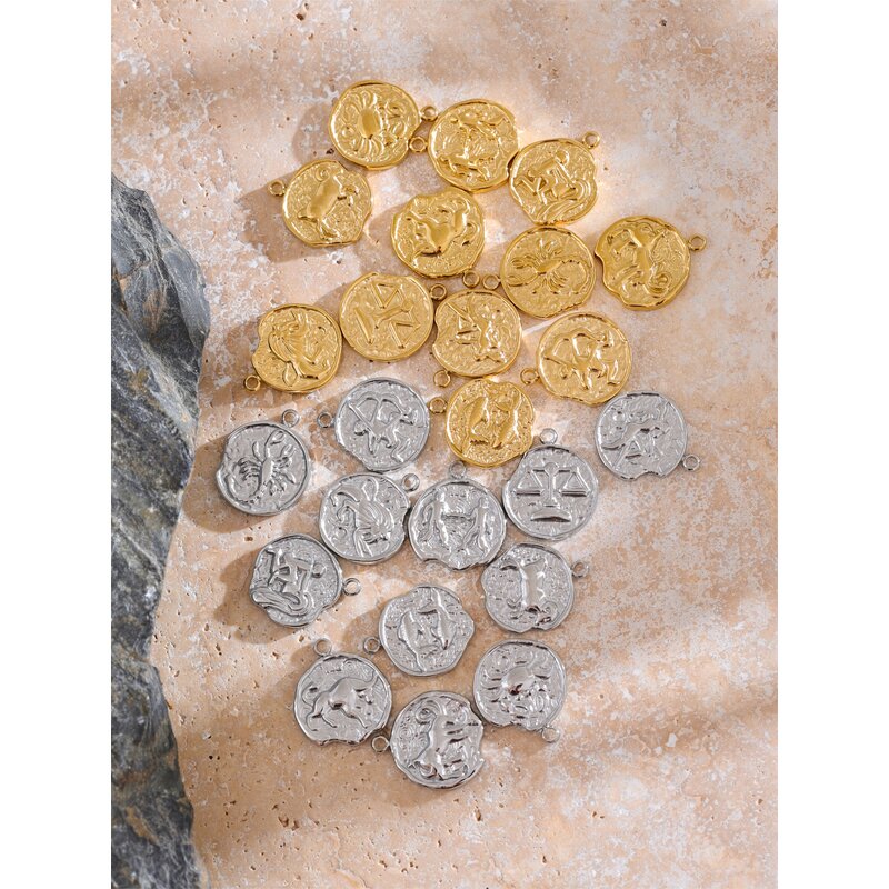 Gold Plated Charms Supplier - JINYOU 0070 Real 12 Constellation Metal Diy