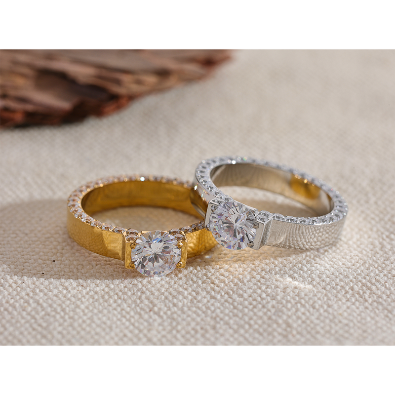 Cubic Zirconia Ring Manufacturer - JINYOU 658 Luxury Bling AAA Stainless Steel