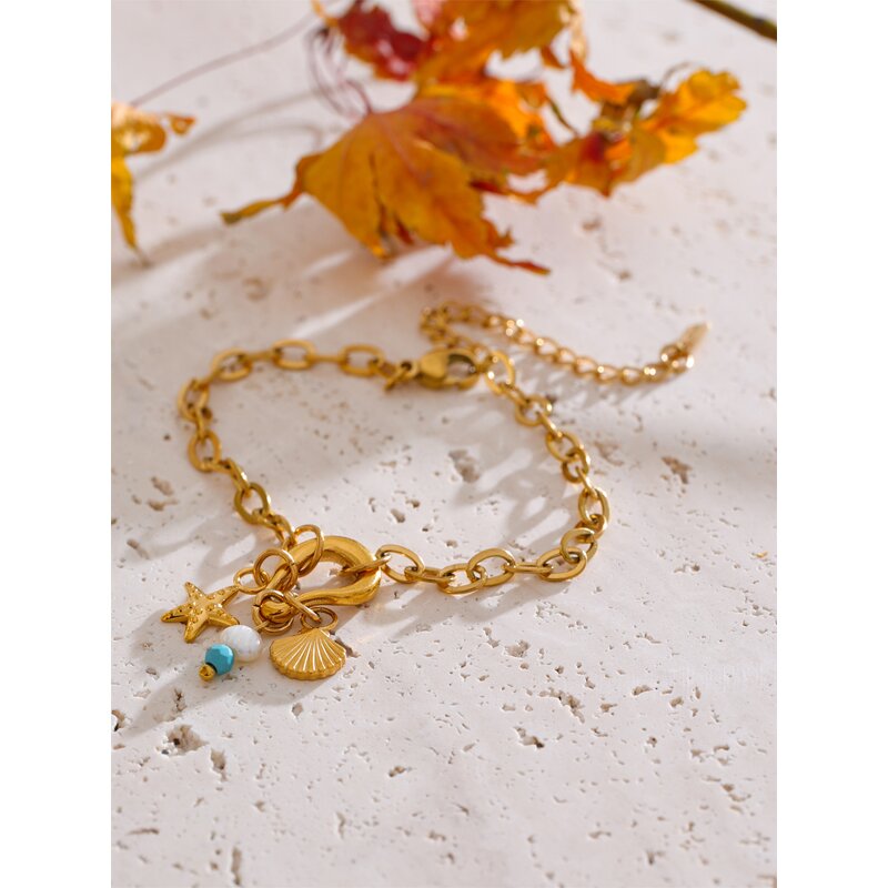 Pearl Turquoise Bracelet Manufacturer - JINYOU 5512 New Arrival Natural 18k Plated