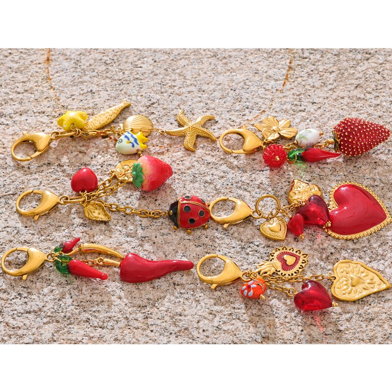 Car Key Chains Supplier - JINYOU 4091 Hot Style Red Enamel Fruit Flower