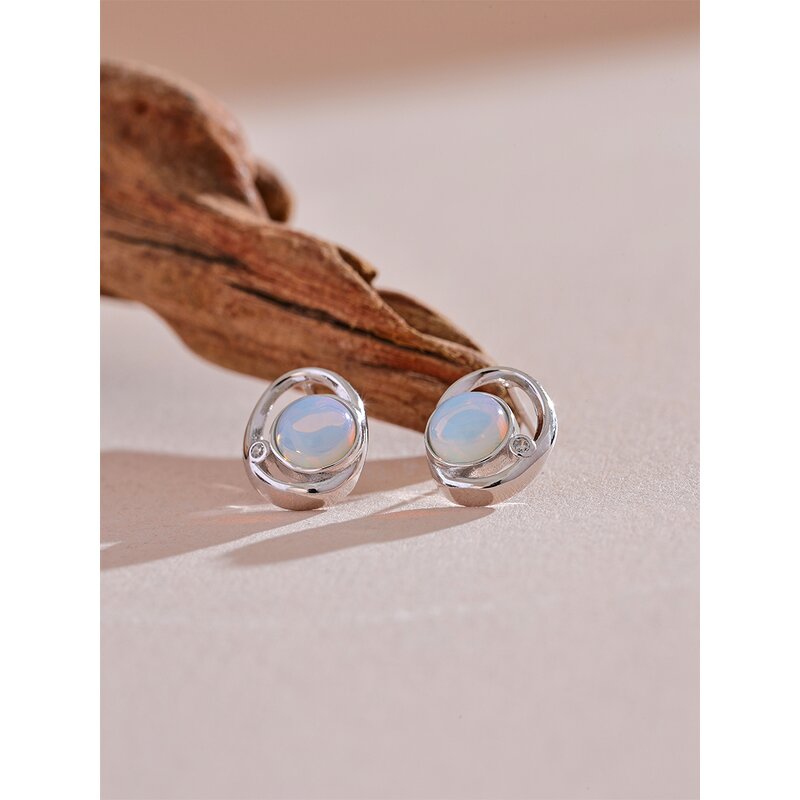 Natural Stone Stud Earrings Manufacturer - JINYOU 097 Fashion CZ Geometric S925