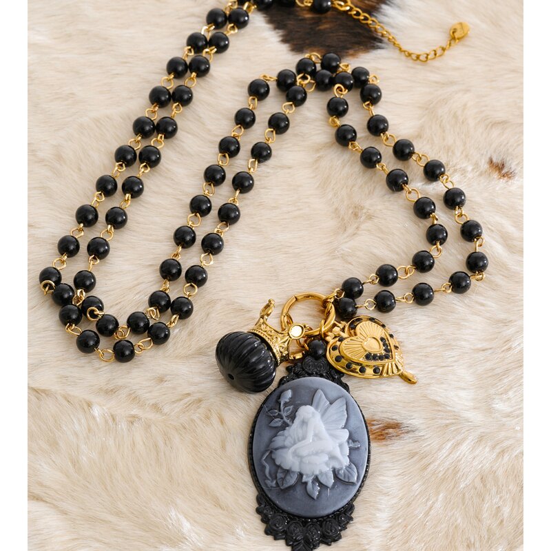 Vintage Rose Necklace Manufacturer - JINYOU 2213 Dark Series Resin White