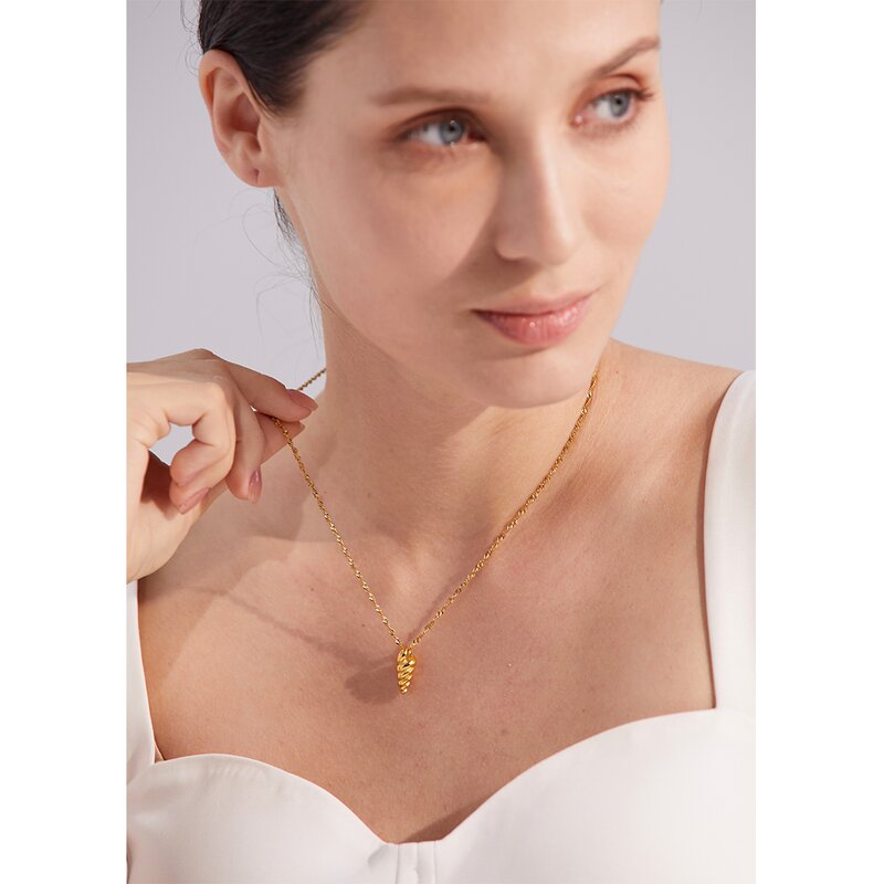 Conch Pendant Necklace Manufacturer - JINYOU 1493 Statement Stainless Steel Gold