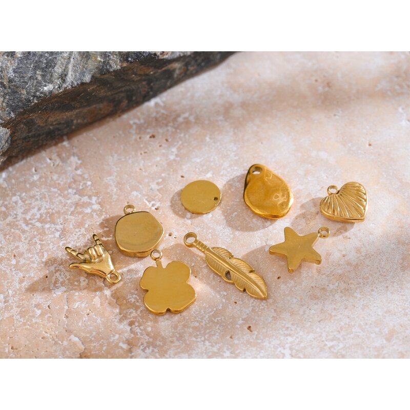 Heart Star Pendant Manufacturer - JINYOU 0017 Stainless Steel Feather DIY