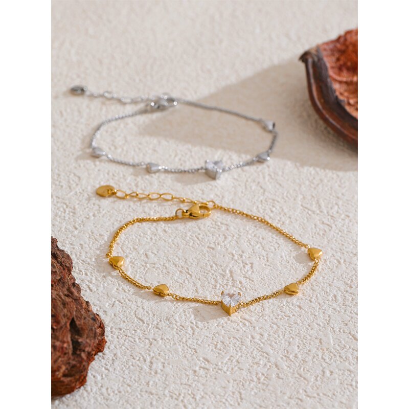 Zircon Heart Anklet Manufacturer - JINYOU 4832 New Arrival Barefoot Stainless