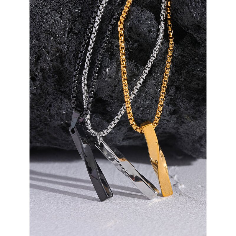 Geometric Pendant Necklace Supplier - JINYOU 5024 Men Basic Simple Stainless