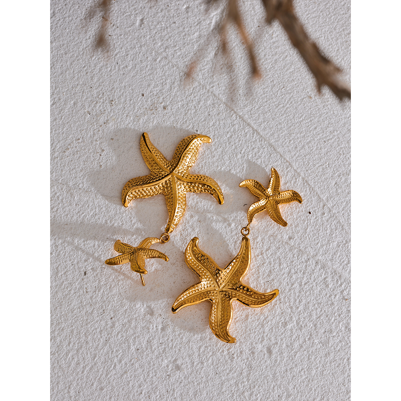 Starfish Drop Earrings Manufacturer - JINYOU 2318 New Stainless Steel Statement