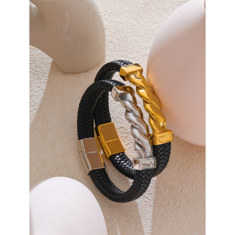 Twisted Wide Bangle Supplier - JINYOU 5452 Design 65mm Stainless Steel 18K