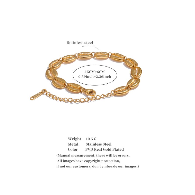Metal Shell Bracelet Supplier - JINYOU 4287 Stainless Steel Gold Color 18K