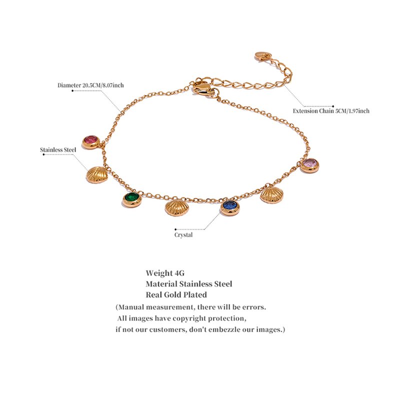 Shell Anklet Manufacturer - JINYOU 2152 Colorful Shiny Cubic Zirconia