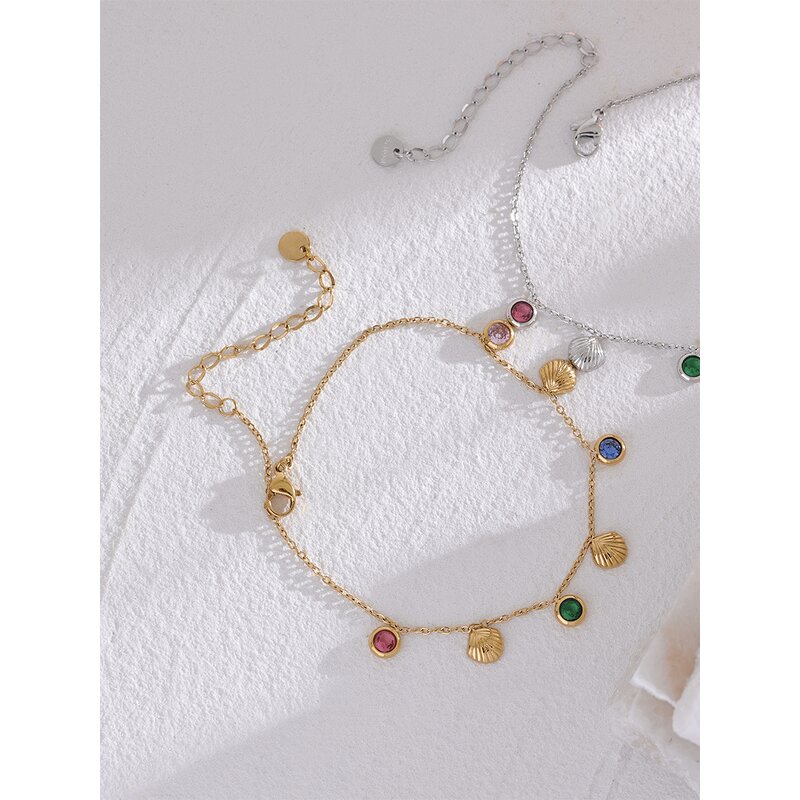 Shell Anklet Manufacturer - JINYOU 2152 Colorful Shiny Cubic Zirconia