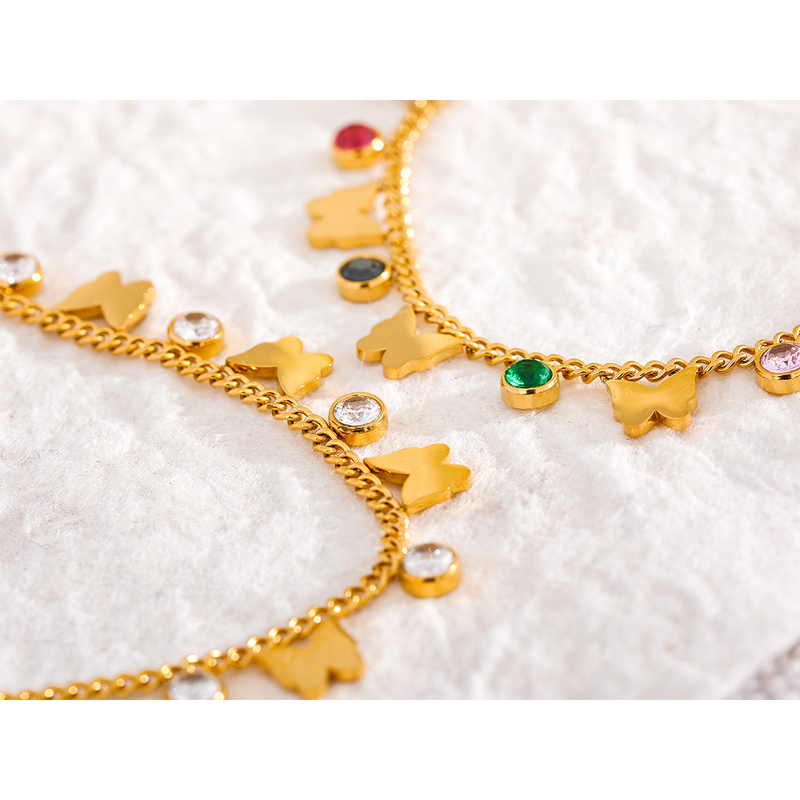 Butterfly Drop Anklet Manufacturer - JINYOU 2156 Exquisite Colorful Cubic