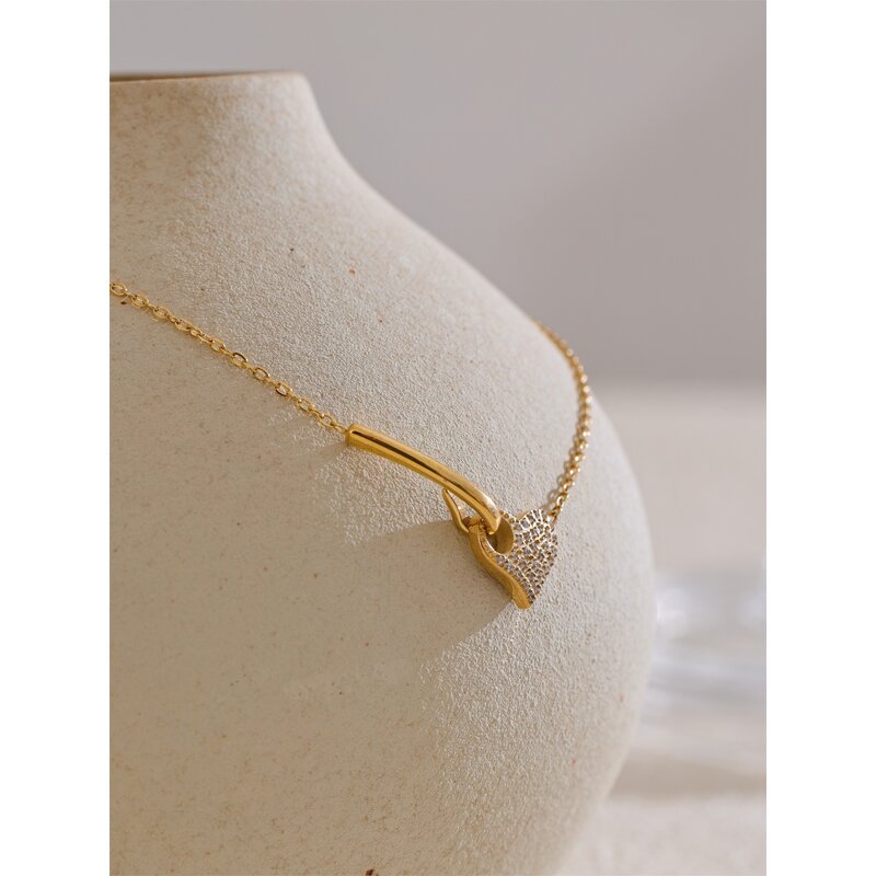 Zircon Heart Necklace Supplier - JINYOU 5187 New Arrival PVD Stainless Steel