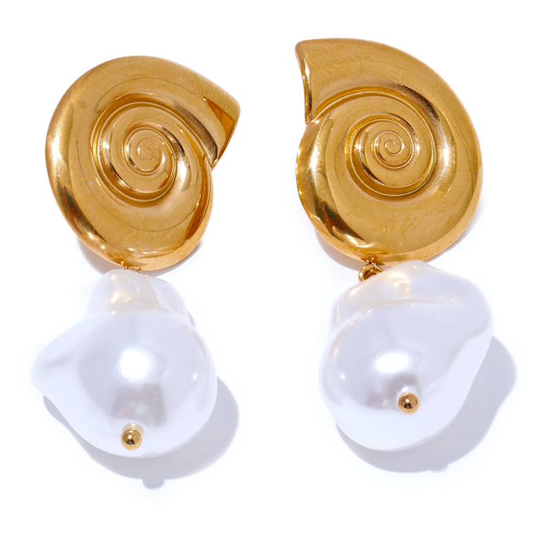 Simulated Pearls Earrings Manufacturer - JINYOU 2599 Stainless Steel Shell Baroque