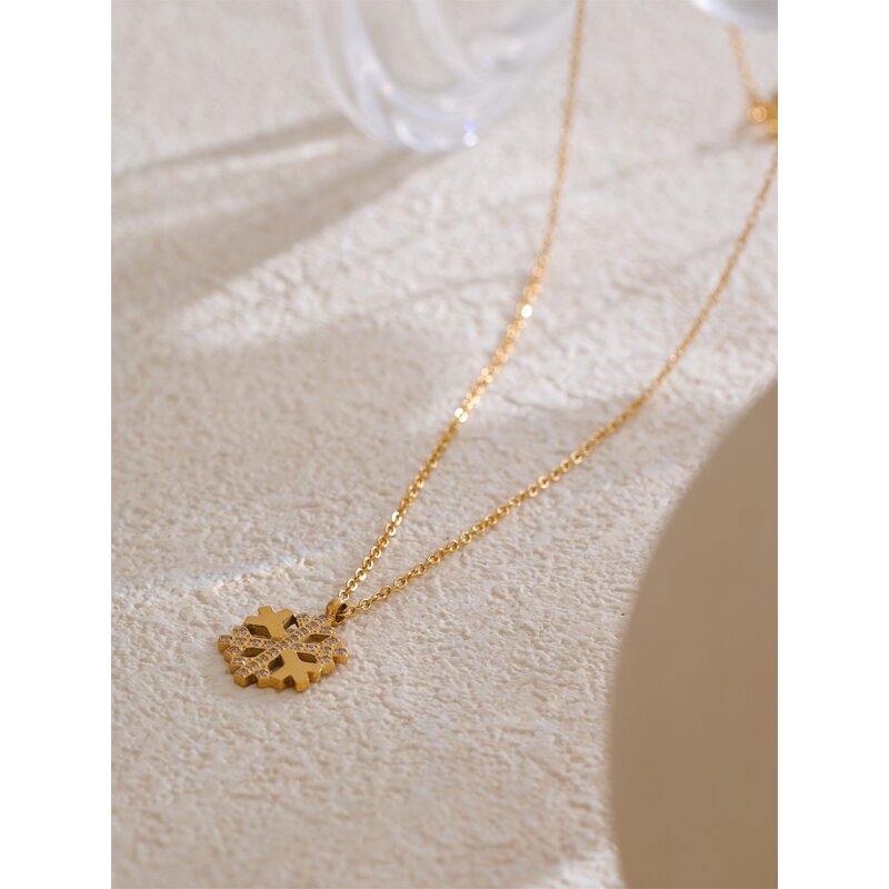 Zircon Snowflake Necklace Manufacturer - JINYOU 5204 New Arrival 18K Gold Plated