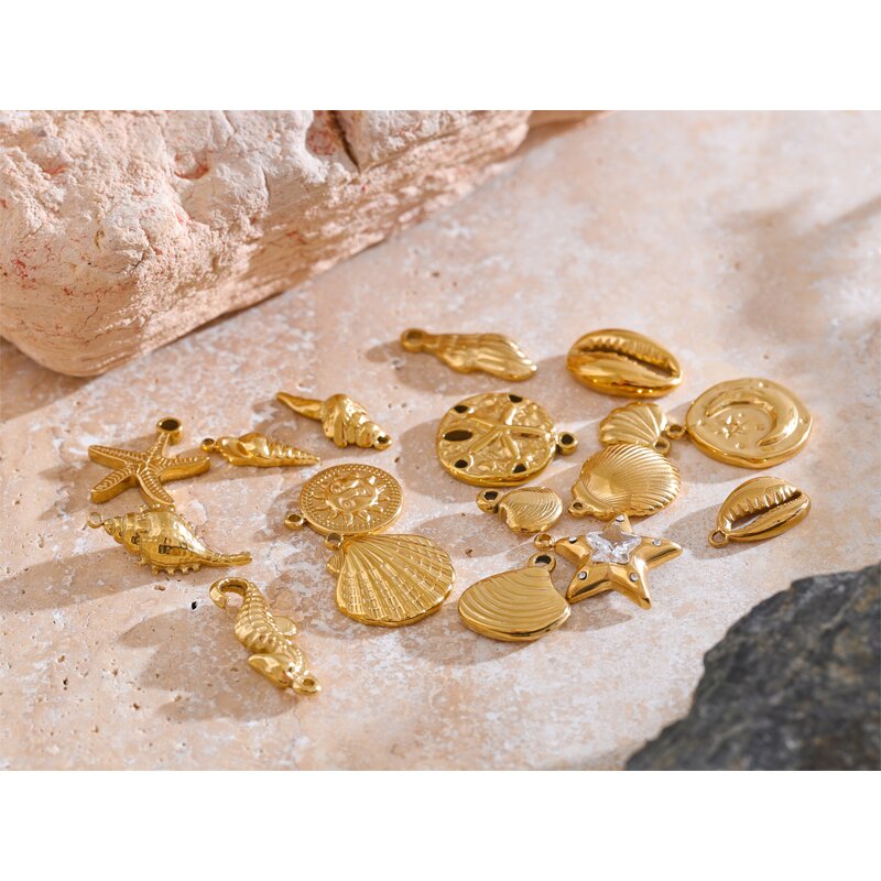 Ocean Shell Pendant Supplier - JINYOU 0110 Starfish Seahorse Conch Stainless