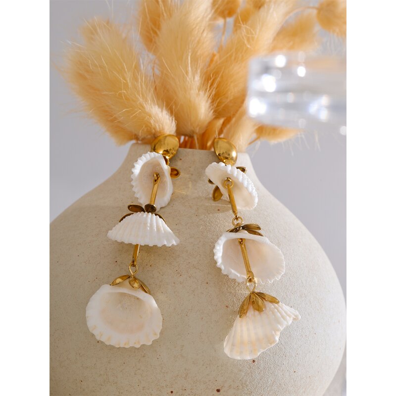 Natural Shell Drop Earrings Supplier - JINYOU 5166 New Arrivals Stainless Steel