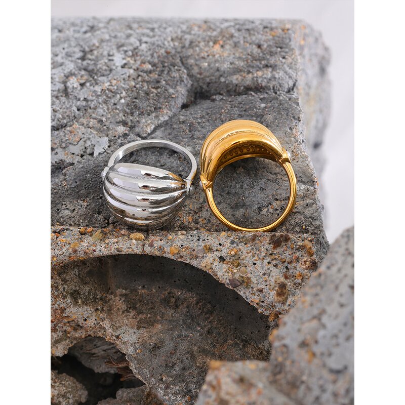 Shell Vintage Ring Supplier - JINYOU 427 Statement Stainless Steel Gold