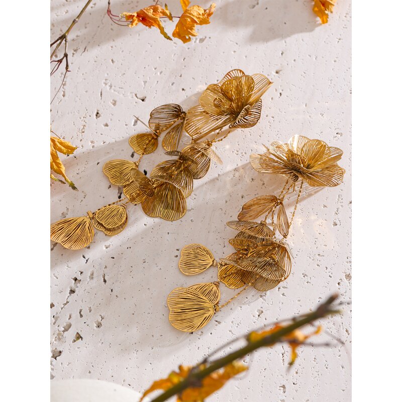 Hollow Flower Earrings Manufacturer - JINYOU 5490 New Arrival Metal Pendant