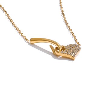 Zircon Heart Necklace Supplier - JINYOU 5187 New Arrival PVD Stainless Steel