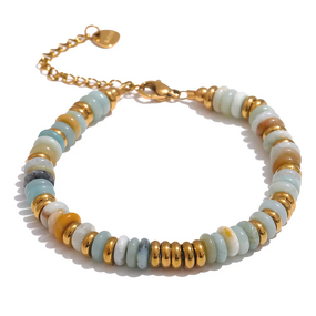 Natural Stone Bracelet Supplier - JINYOU 4037 Ethnic Style Colorful 18k Gold