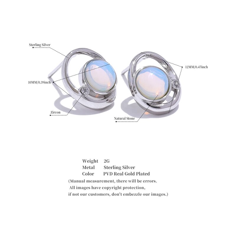 Natural Stone Stud Earrings Manufacturer - JINYOU 097 Fashion CZ Geometric S925