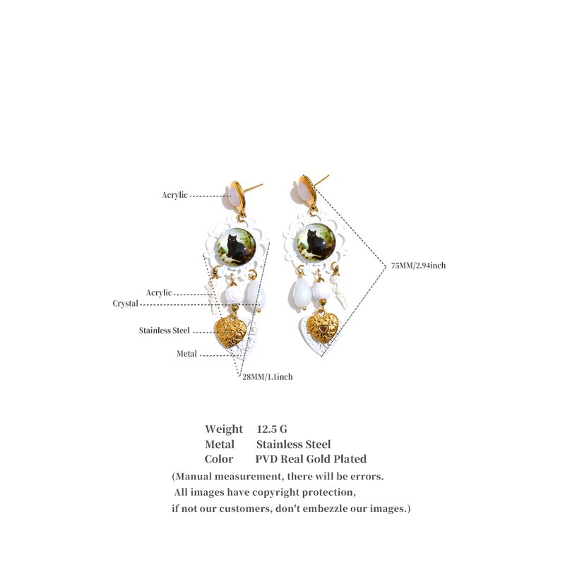 Plastic Earrings Supplier - OEM/ODM JINYOU 1968 Vintage Cat Pattern