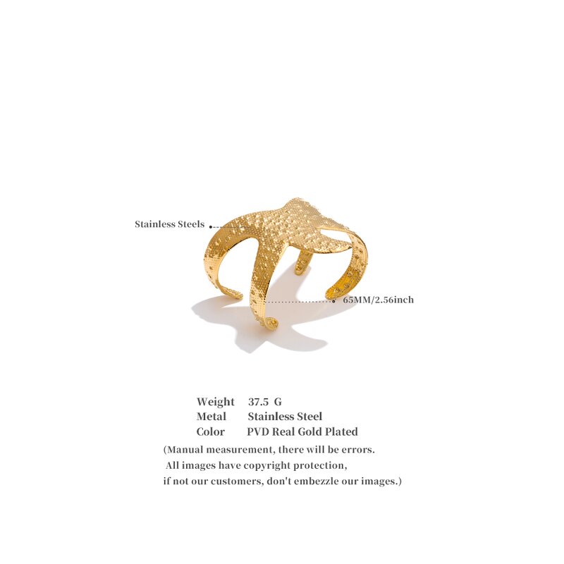 Starfish Shape Cuff Bracelet Supplier - JINYOU 5482 Ocean Style PVD 18k Gold