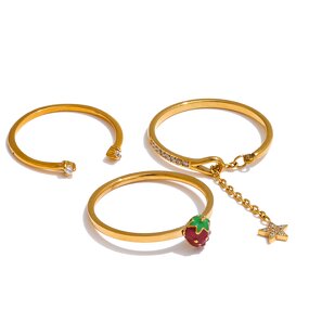 Zircon Open Ring Supplier - JINYOU 4783 New Design Stainless Steel PVD