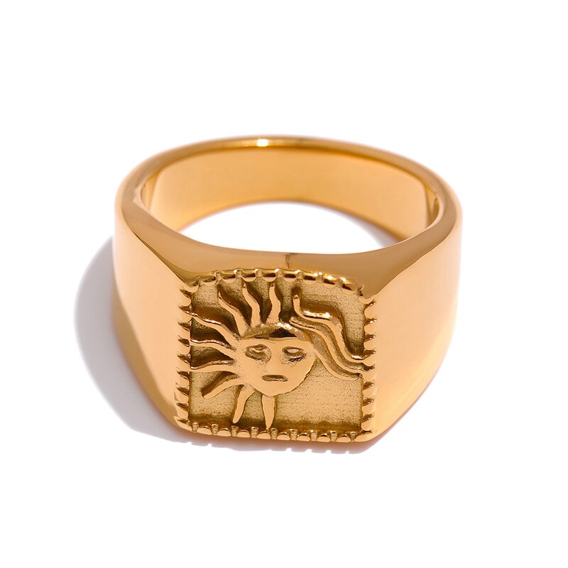 Square Sun Ring Manufacturer - JINYOU 2208 Personalised Statement 18K Gold