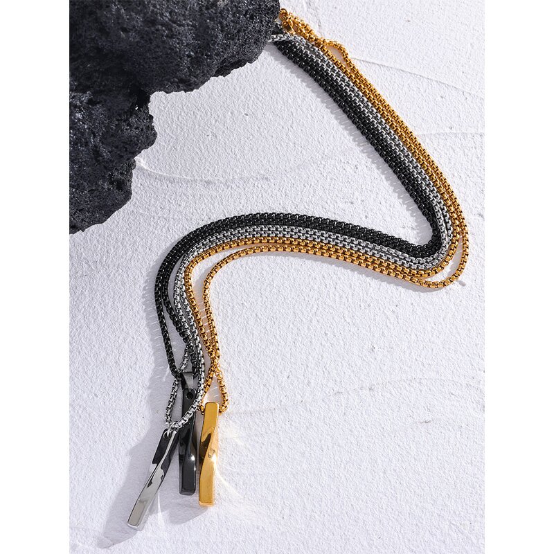 Geometric Pendant Necklace Supplier - JINYOU 5024 Men Basic Simple Stainless