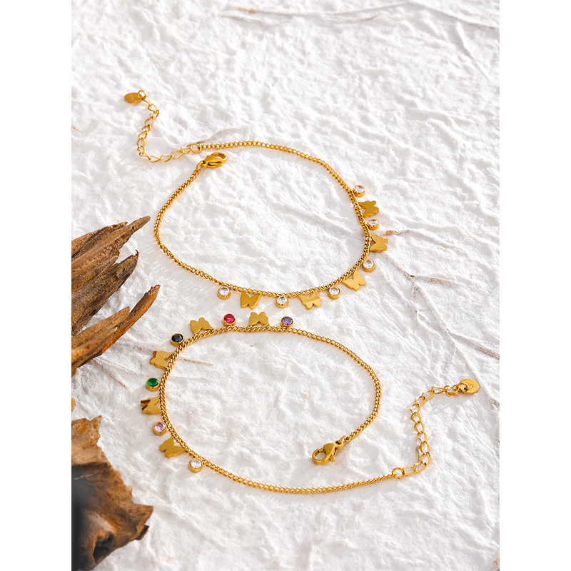 Butterfly Drop Anklet Manufacturer - JINYOU 2156 Exquisite Colorful Cubic