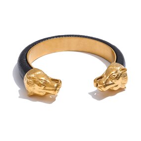 Wolf Shape Cuff Bracelet Supplier - JINYOU 5458 62mm Stainless Steel 18K