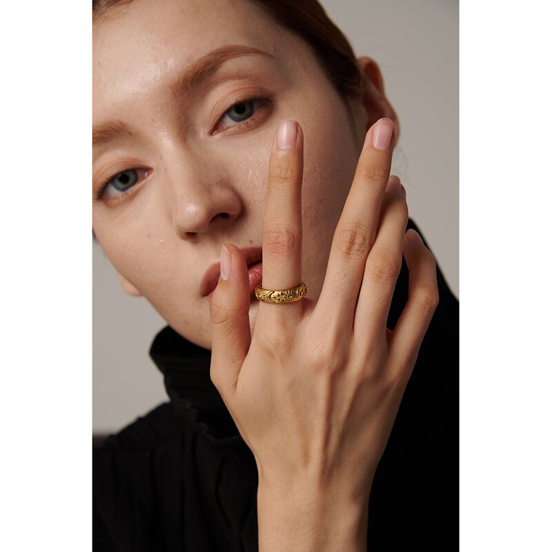 Sun Moon Star Ring Supplier - JINYOU 428 Waterproof Stainless Steel 18K Gold