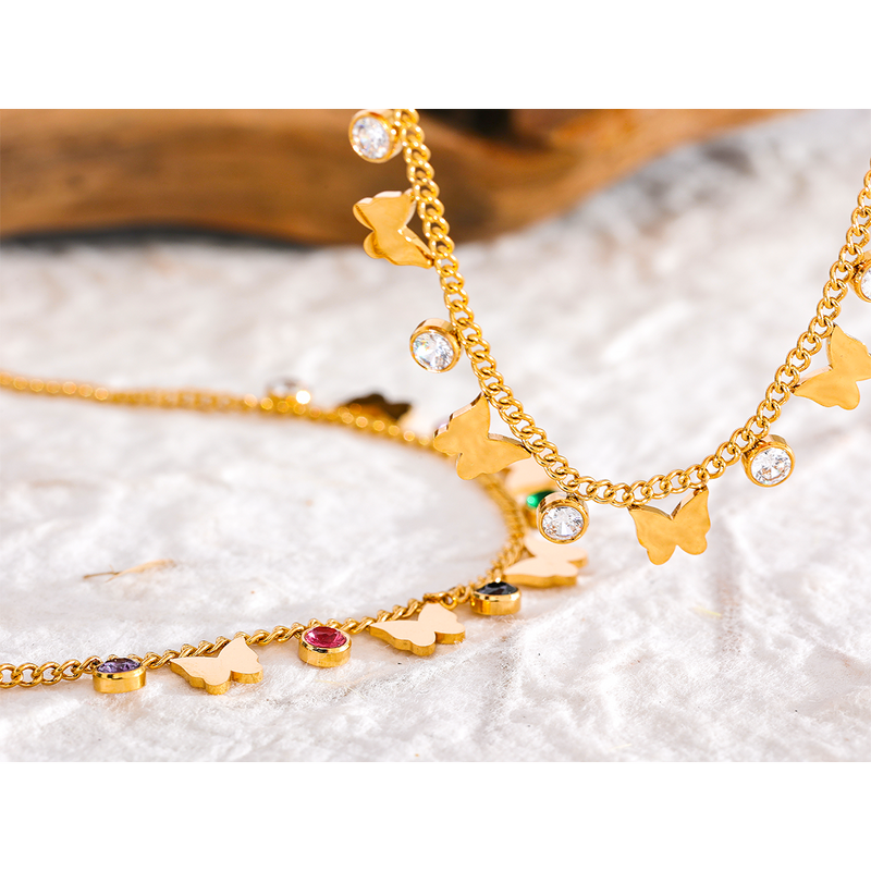 Butterfly Drop Anklet Manufacturer - JINYOU 2156 Exquisite Colorful Cubic