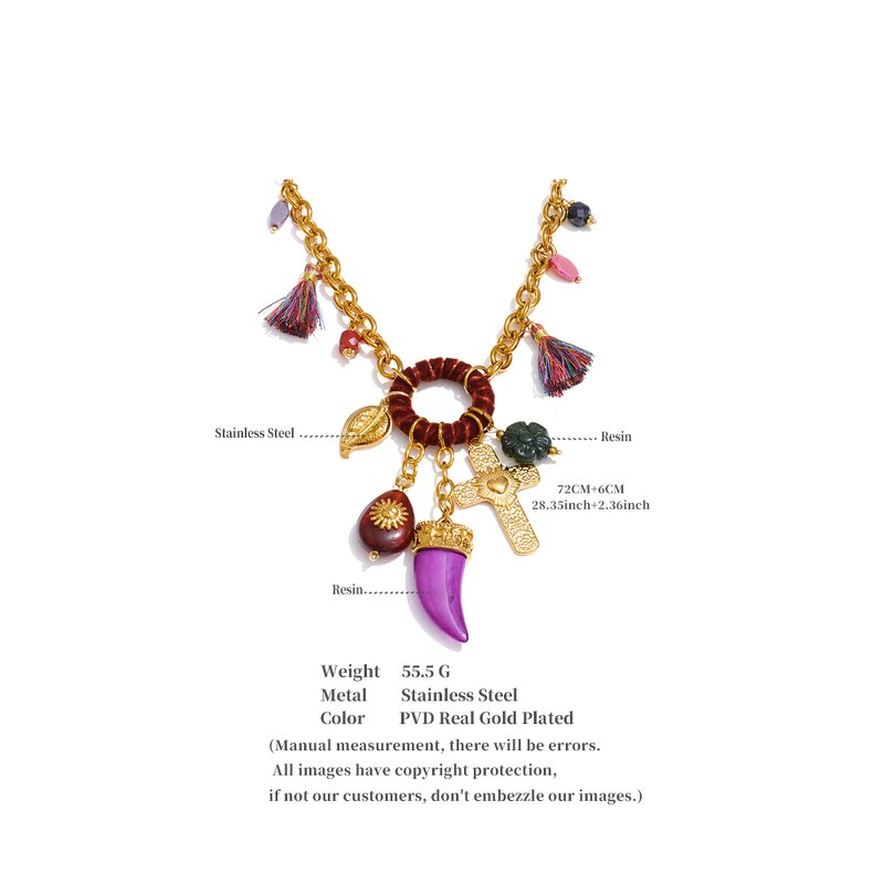 Resin Pendant Necklace Supplier - JINYOU 2776 New Arrivals Purple Ivory