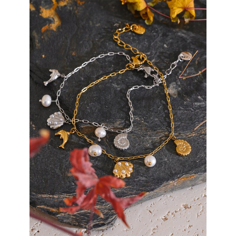 Shell Conch Bracelet Manufacturer - JINYOU 5529 Natural Pearl Metal Pendant