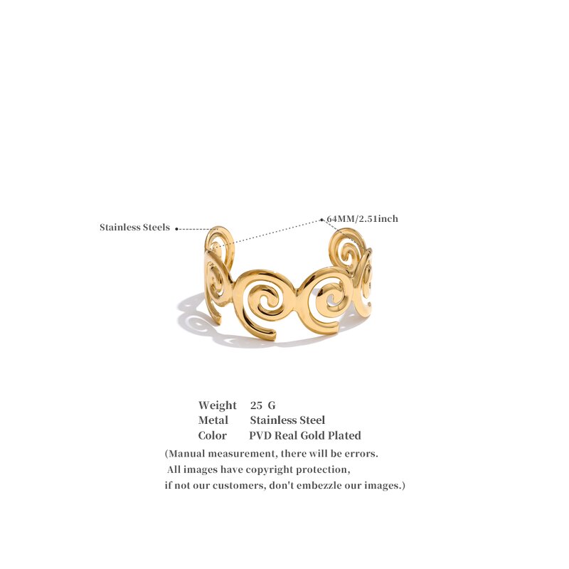 Ocean Style Cuff Bracelet Supplier - JINYOU 5334 Smooth 18k Gold Plated PVD